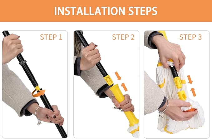Ergonomic Handle Mop, 57 - Inch (145cm) Extended Pole, Microfiber Mop Head, Multi - Position Comfort Grip Design
