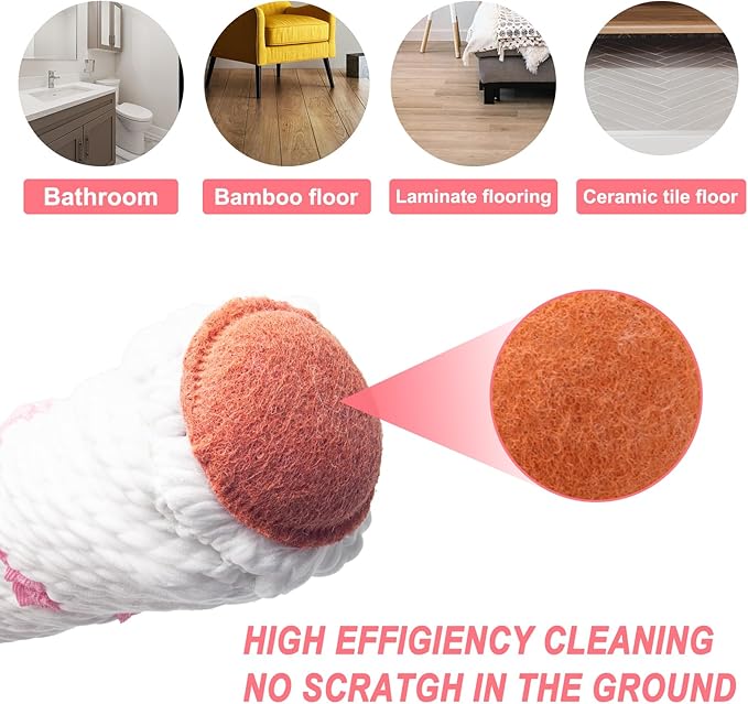 57 - Inch (145cm) Dual - Grip Microfiber Mop, Ergonomic Design, Multi - Scenario Cleaning Tool