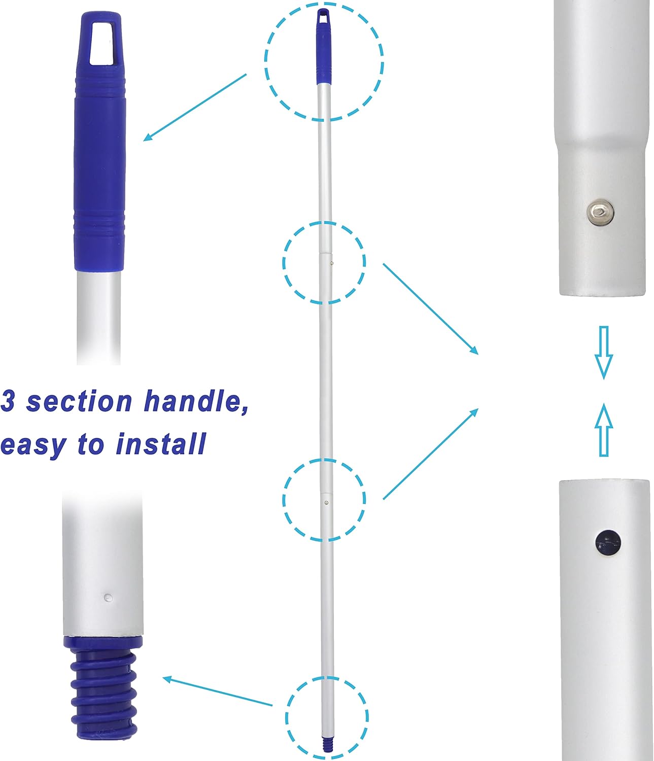48 - Inch Extended Pole Fiber Mop, High - Cost - Performance, Perfect for Home Cleaning (48 - Inch Pole Length, Absorbent & Fluffy Mop Head )