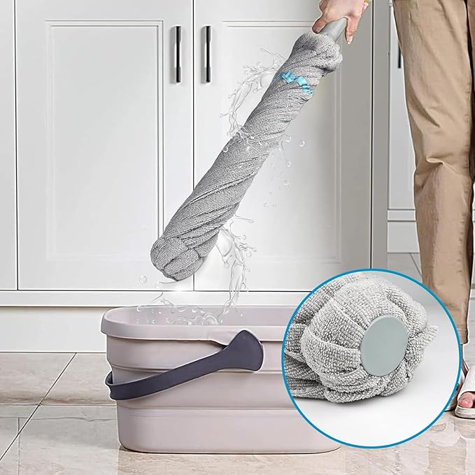 58.26 - Inch (148cm) Rotating Twist - Dry Mop, Hook Handle + Quality Cotton Head, Efficient Multi - Scenario Cleaning Tool