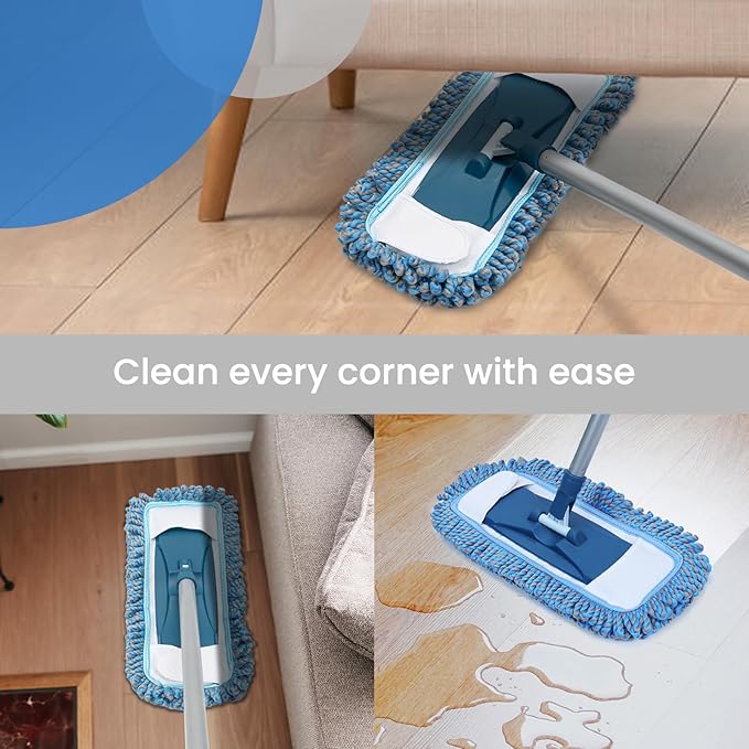 Super Absorbent Flat Mop, 15.7×7.8 Inch Large Mop Head, Super Sturdy Velcro, Efficient Home Cleaning Tool