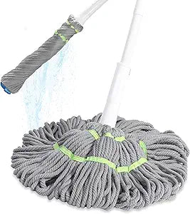 Thickened Steel Pipe Cotton Yarn Mop, Stable and Durable, Suitable for Various Scenarios (Pole Length: approx. 120cm, Mop Head Diameter: approx. 25cm )