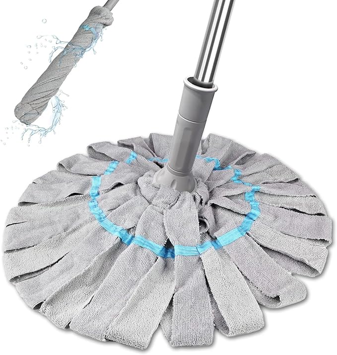 58.26 - Inch (148cm) Rotating Twist - Dry Mop, Hook Handle + Quality Cotton Head, Efficient Multi - Scenario Cleaning Tool