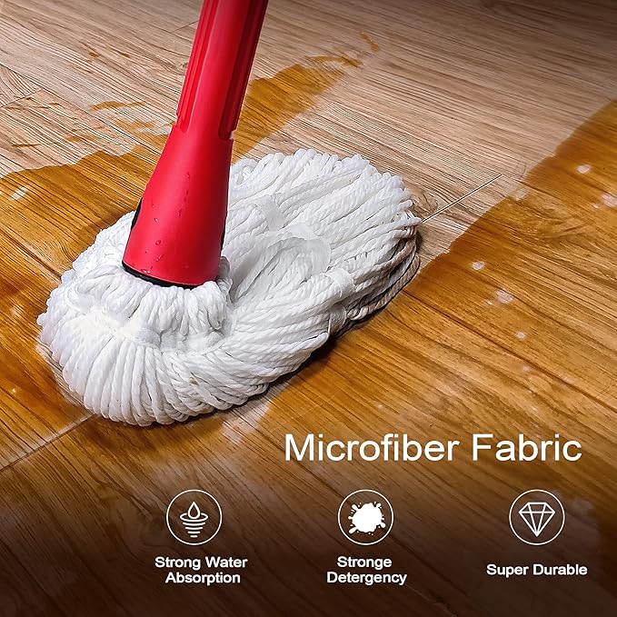 57.5 - Inch Hangable Mop with 2 Microfiber Heads, Soft EVA Grip, Ideal for Home & Commercial Cleaning (Pole Length: 146cm )
