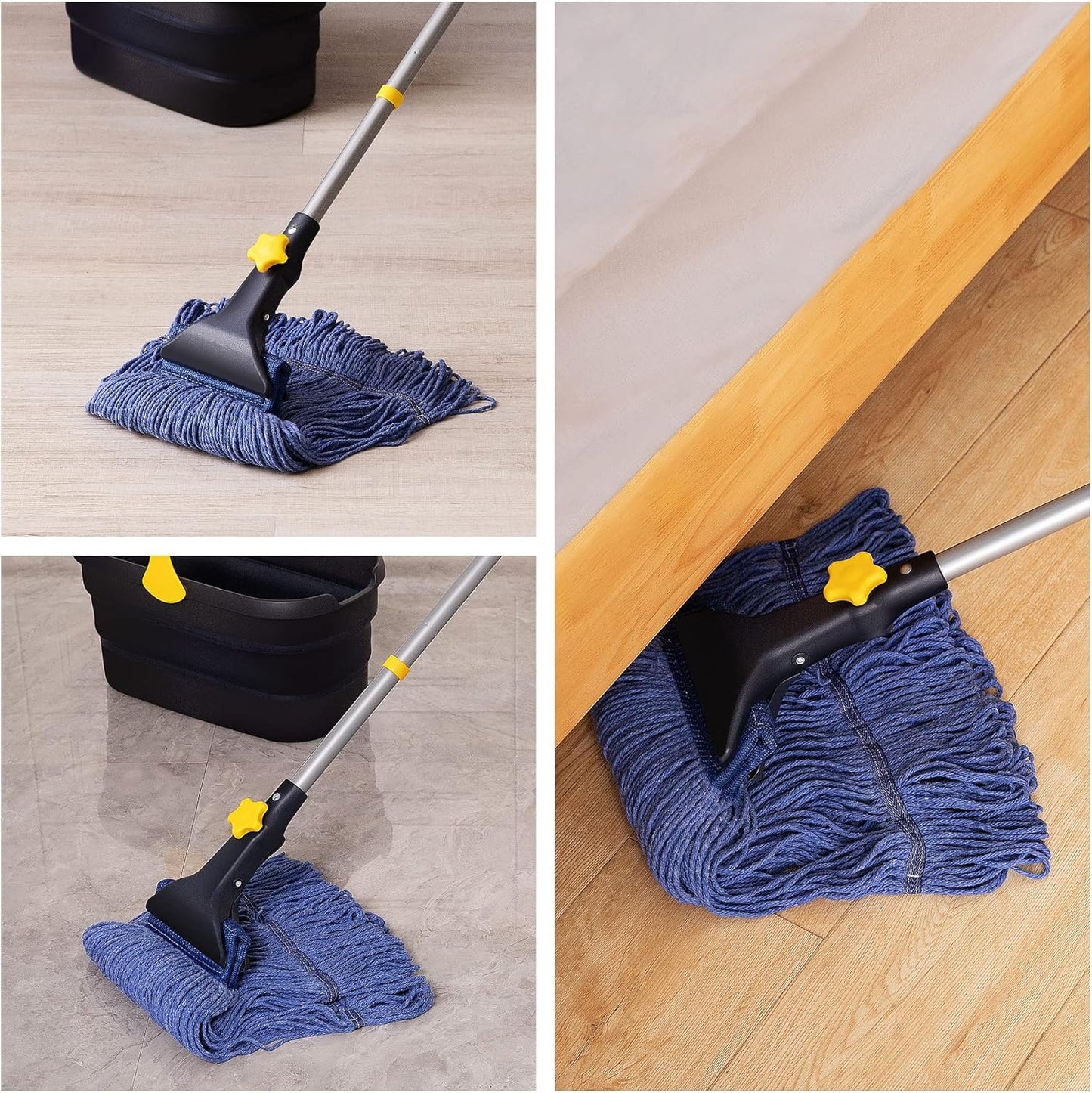 Classic Cotton Yarn Mop, Ergonomic Handle Design, Large Mop Head for Efficient Cleaning(Pole Length: approx. 120cm, Mop Head Diameter: approx. 28cm )