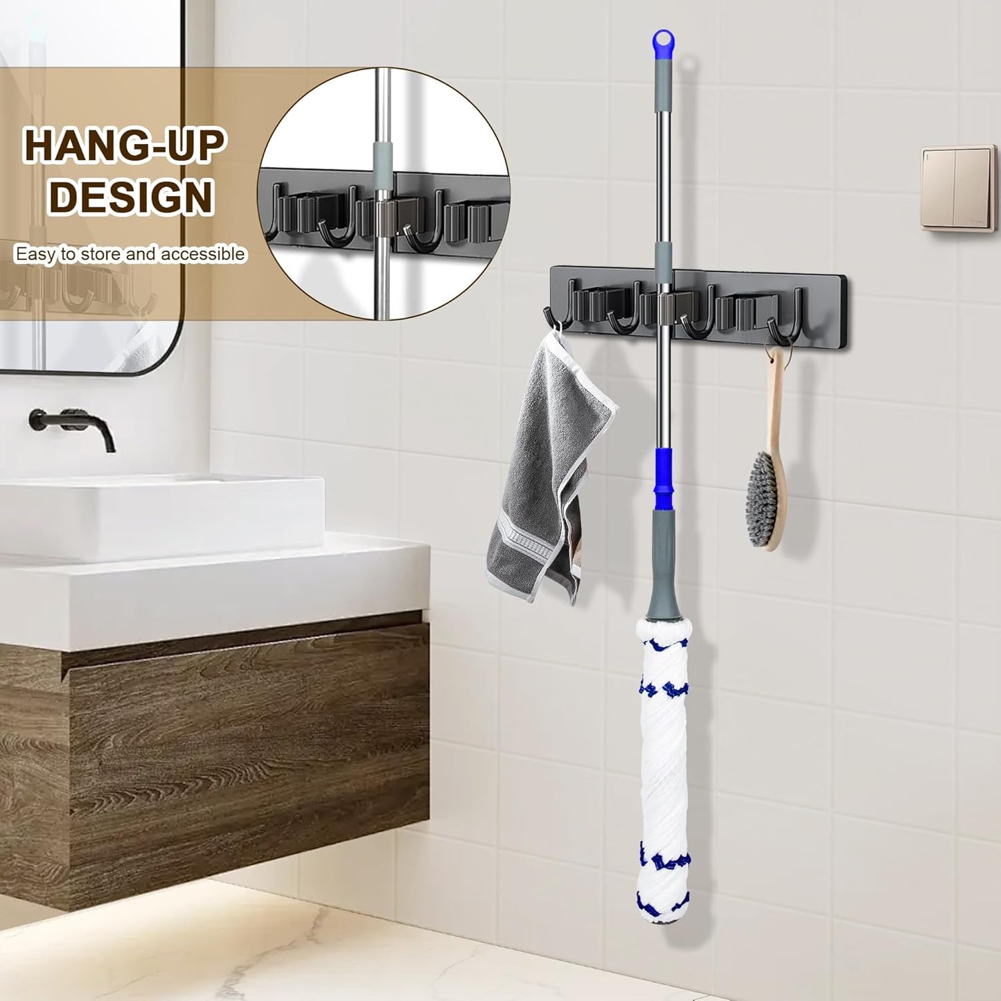 Ergonomic Dual - Grip Mop, 51.7 - 52.5 Inches Adjustable Pole Length, Microfibrile Mop Head, Comfortable Cleaning Helper