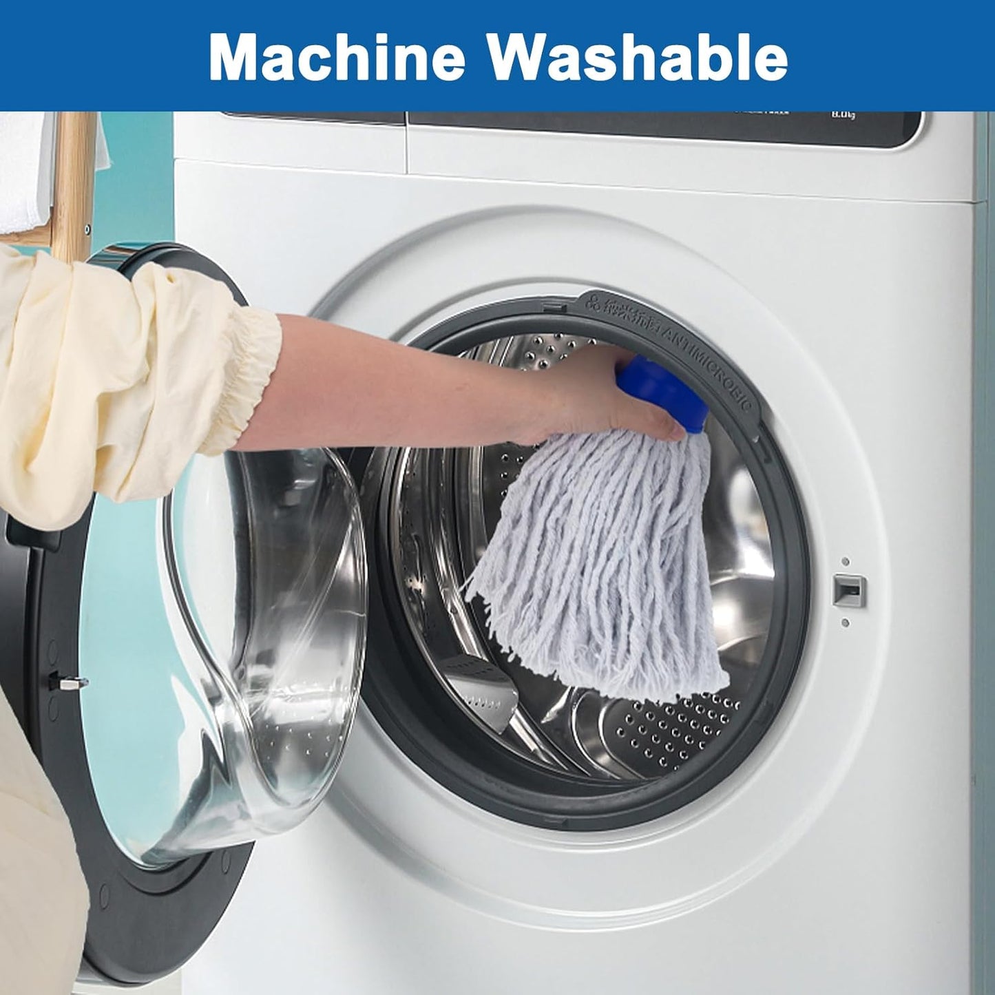 Thickened Steel Pipe Mop, Thin Screw Head Design, Cotton Yarn Mop Head, Stable & Durable, Suitable for Various Cleaning Scenarios