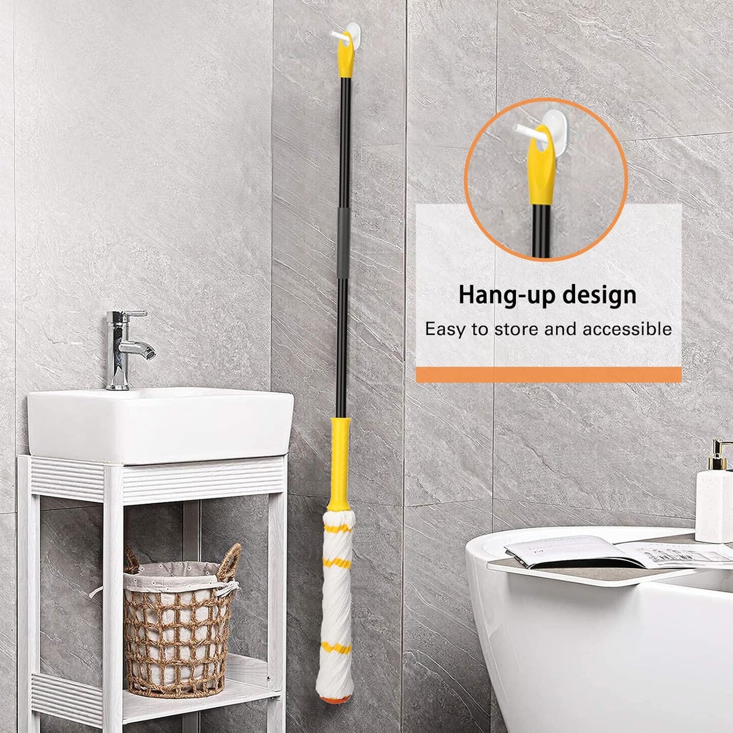 Ergonomic Handle Mop, 57 - Inch (145cm) Extended Pole, Microfiber Mop Head, Multi - Position Comfort Grip Design